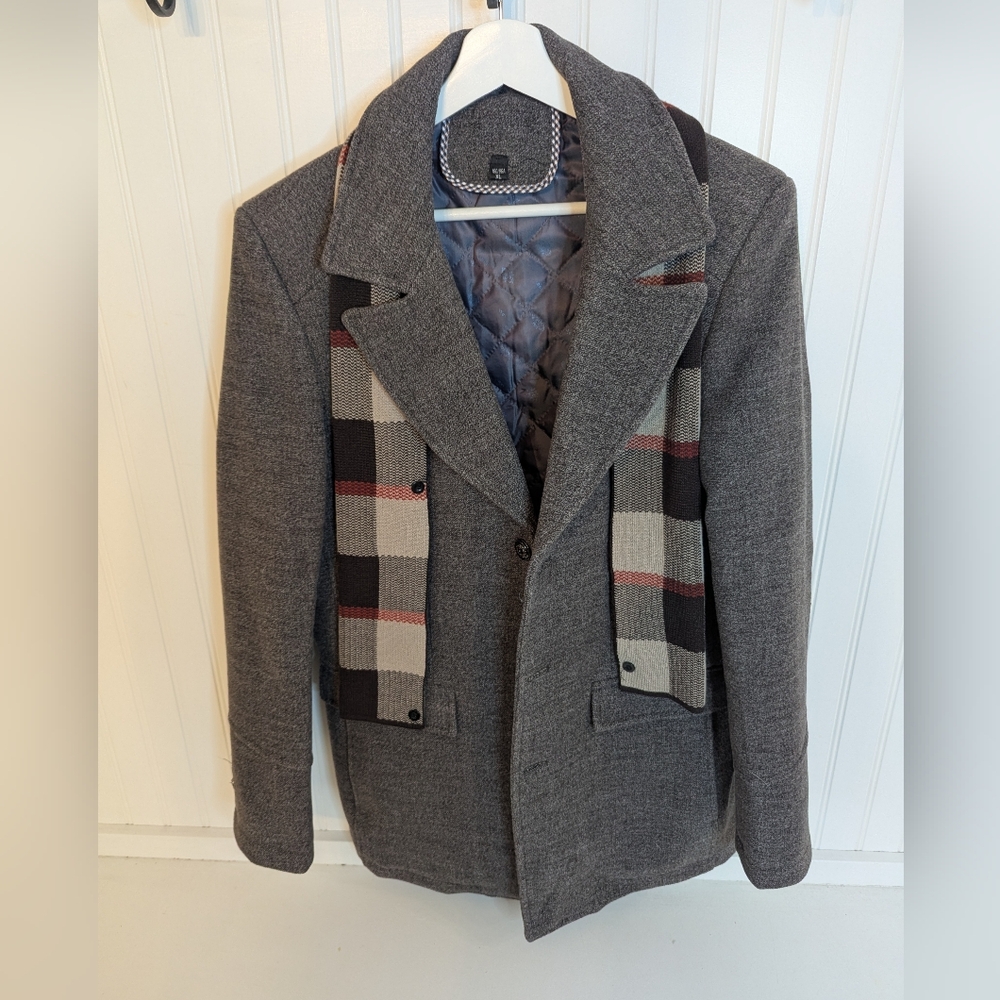 Gray Plaid Wool Coat